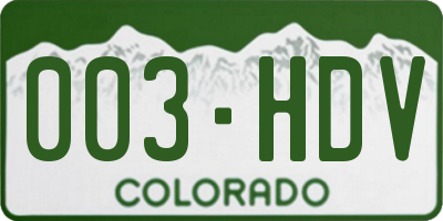 CO license plate 003HDV