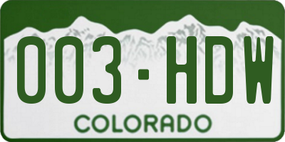 CO license plate 003HDW