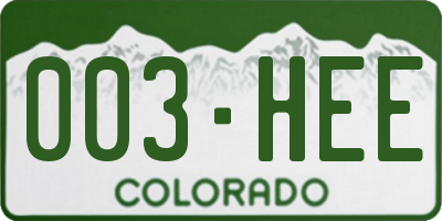 CO license plate 003HEE