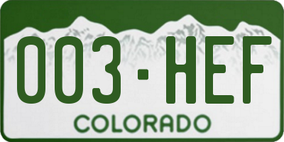 CO license plate 003HEF