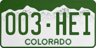 CO license plate 003HEI