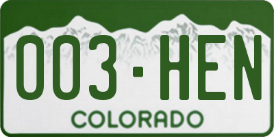 CO license plate 003HEN