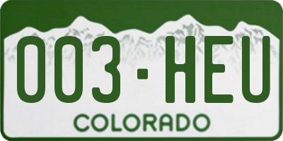 CO license plate 003HEU