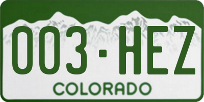 CO license plate 003HEZ