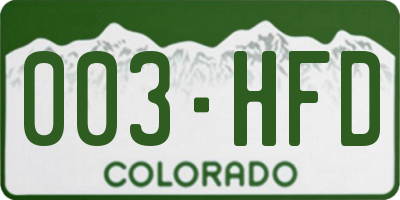 CO license plate 003HFD