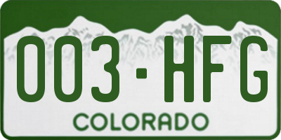 CO license plate 003HFG