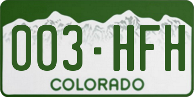 CO license plate 003HFH