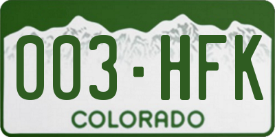 CO license plate 003HFK