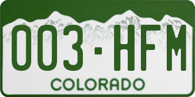 CO license plate 003HFM