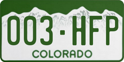 CO license plate 003HFP