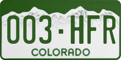 CO license plate 003HFR