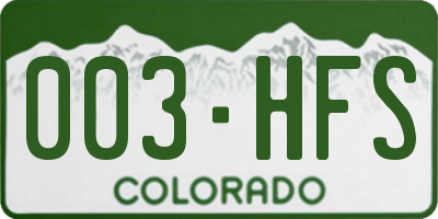 CO license plate 003HFS