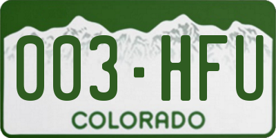 CO license plate 003HFU