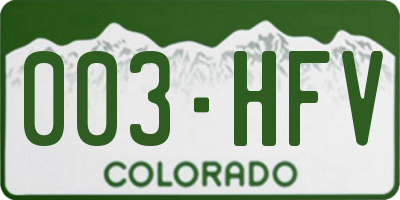 CO license plate 003HFV