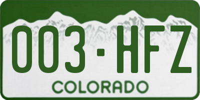 CO license plate 003HFZ