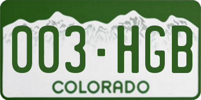 CO license plate 003HGB