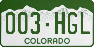 CO license plate 003HGL