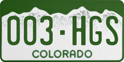 CO license plate 003HGS