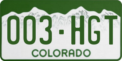 CO license plate 003HGT