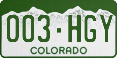 CO license plate 003HGY