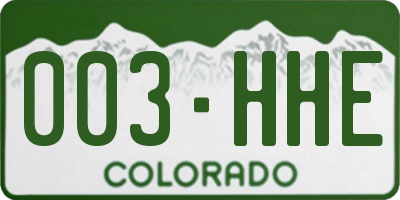 CO license plate 003HHE