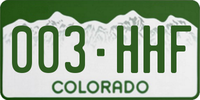 CO license plate 003HHF