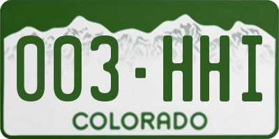 CO license plate 003HHI