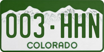 CO license plate 003HHN