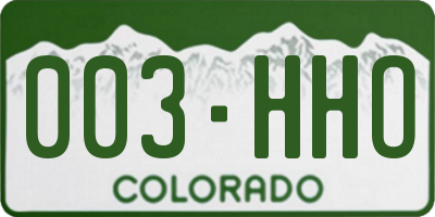 CO license plate 003HHO