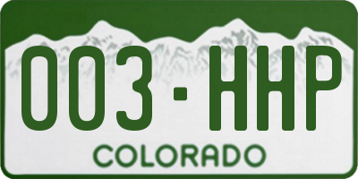 CO license plate 003HHP