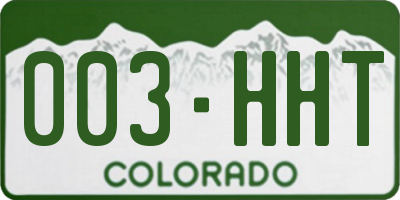 CO license plate 003HHT