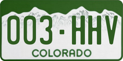 CO license plate 003HHV