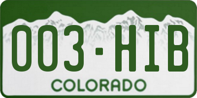 CO license plate 003HIB