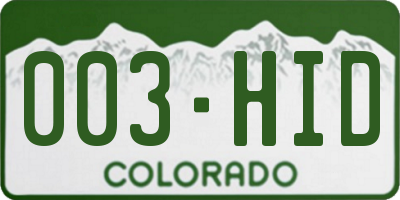 CO license plate 003HID