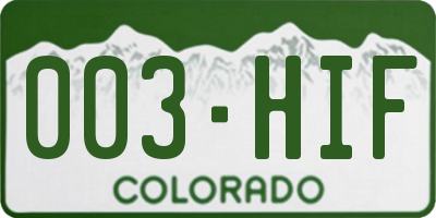 CO license plate 003HIF