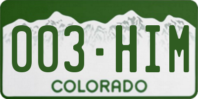 CO license plate 003HIM