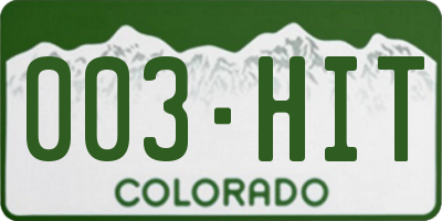 CO license plate 003HIT