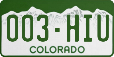 CO license plate 003HIU