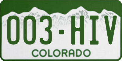 CO license plate 003HIV