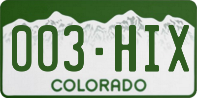 CO license plate 003HIX