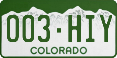 CO license plate 003HIY