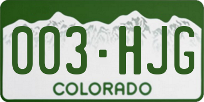 CO license plate 003HJG
