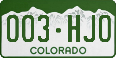 CO license plate 003HJO