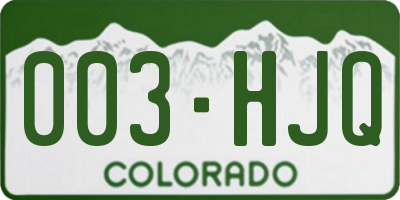 CO license plate 003HJQ