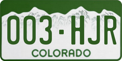 CO license plate 003HJR
