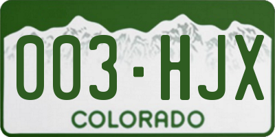 CO license plate 003HJX