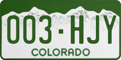 CO license plate 003HJY