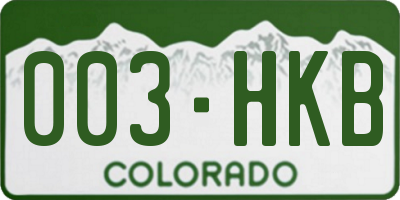 CO license plate 003HKB