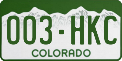 CO license plate 003HKC