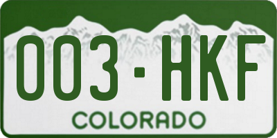 CO license plate 003HKF